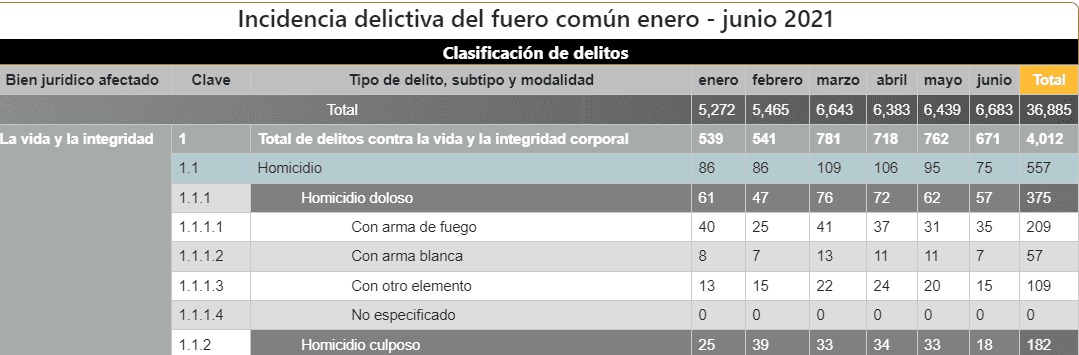 Acumula Puebla 36 mil 885 delitos en el primer semestre de 2021