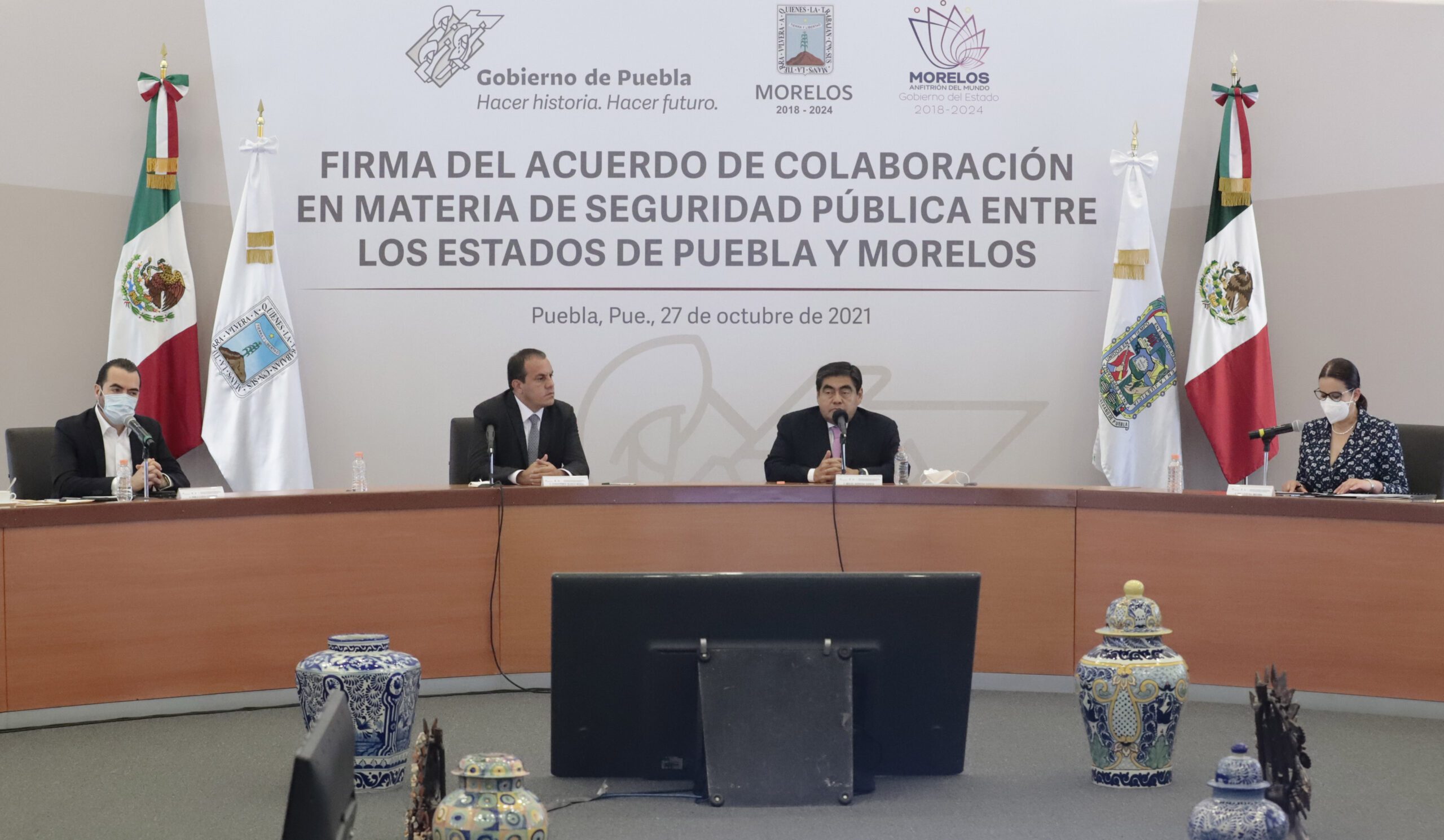 Firman Puebla y Morelos acuerdos de coordinación en materia de seguridad pública