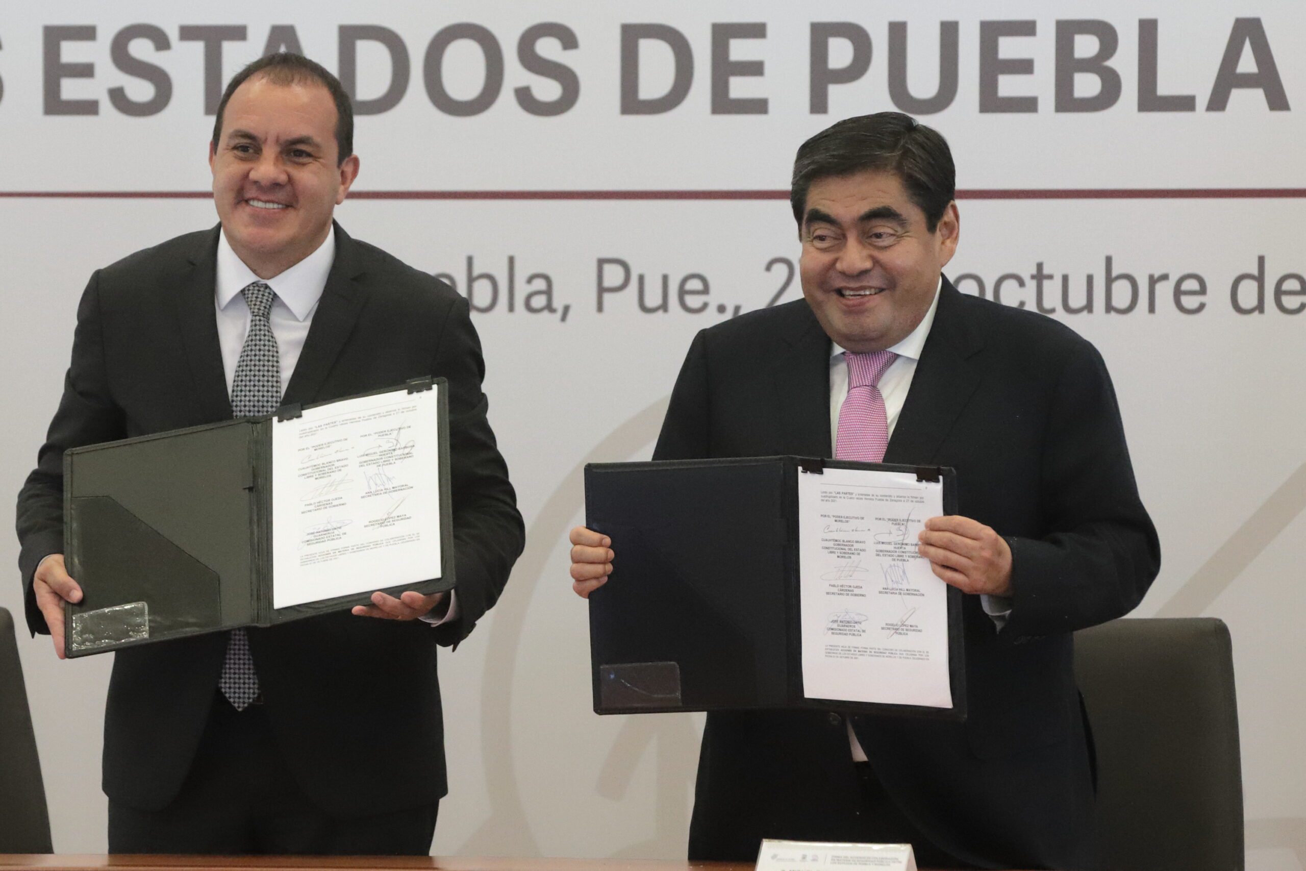 Firman Puebla y Morelos acuerdos de coordinación en materia de seguridad pública