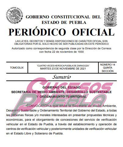 Publican convocatoria para consesión de verificentros en Puebla
