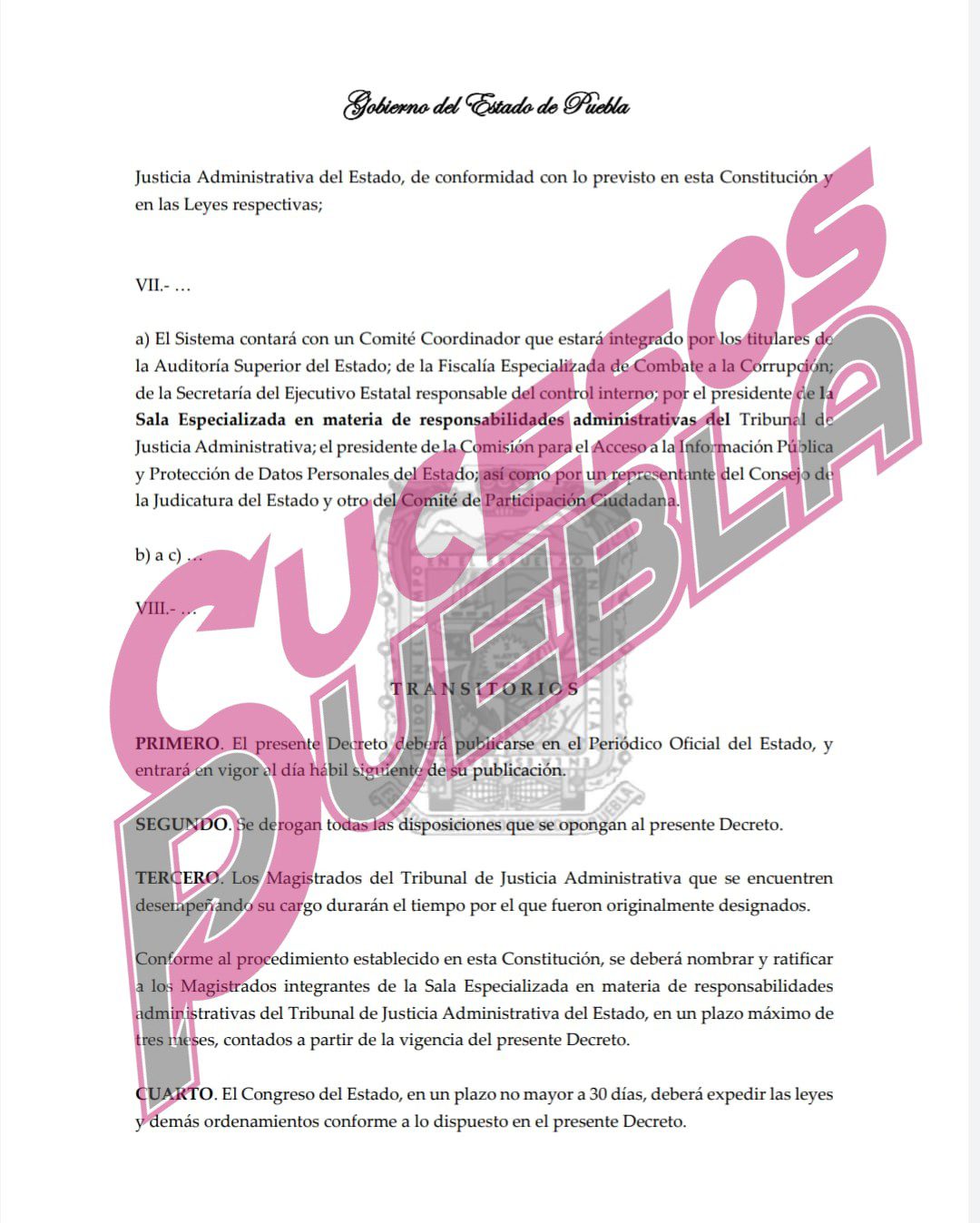 Miguel Barbosa envía reforma al Congreso para “elevar rangos de exigencia” a la Auditoría de Puebla
