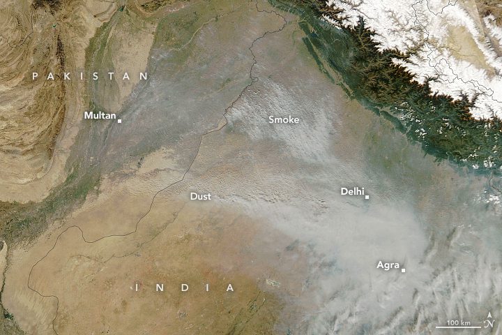 Foto: Nasa publica nube de contaminación en India vista desde el espacio