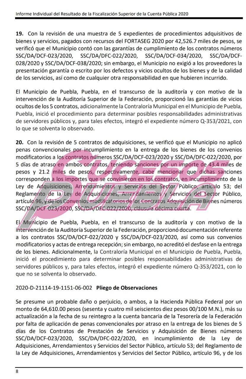 Detecta ASF uso irregular de fondos para seguridad durante gestión de Claudia Rivera