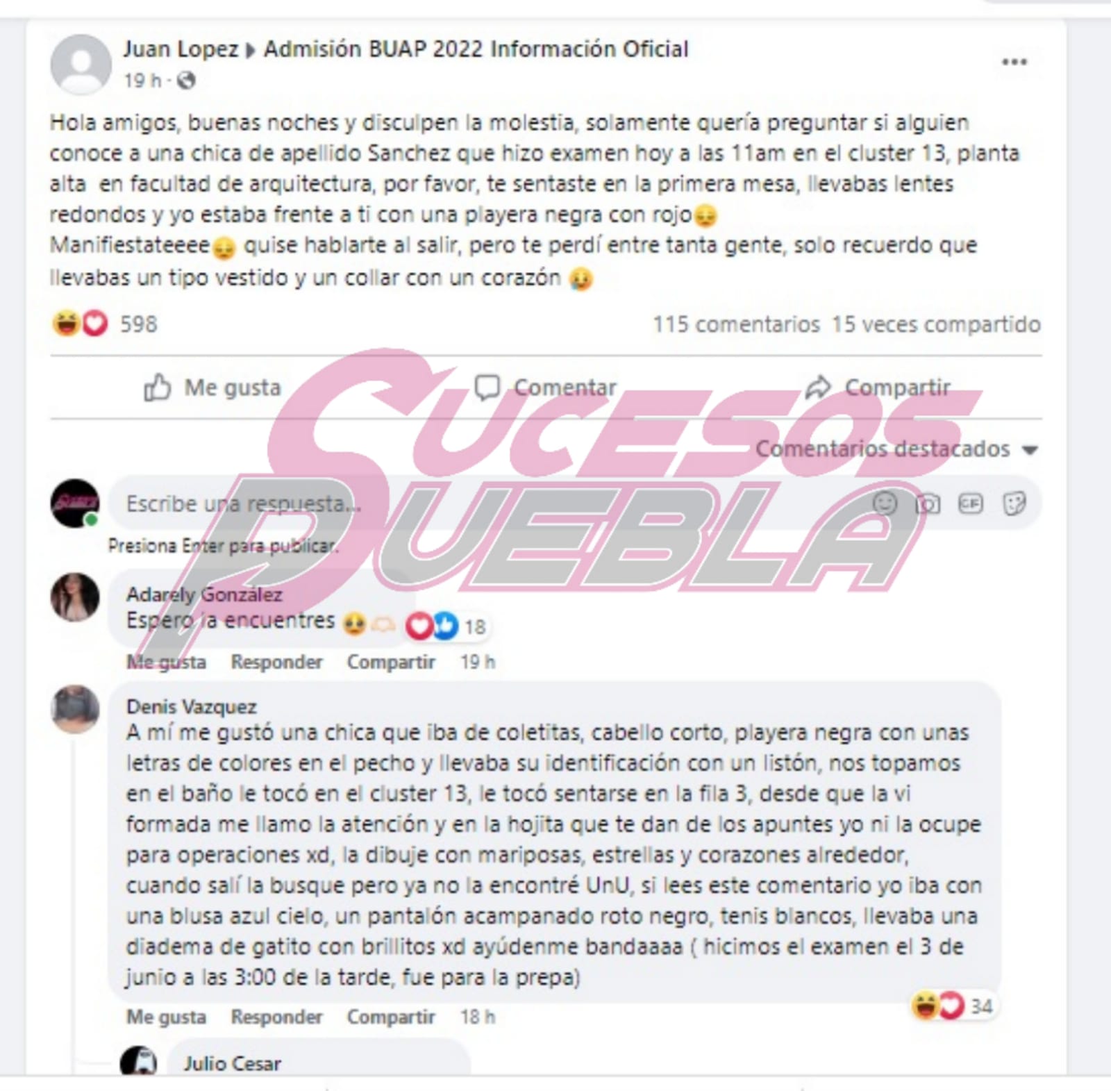 Buscan a su crush tras presentar examen de admisión BUAP 2022