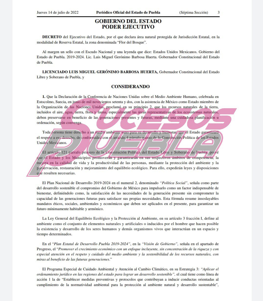 Declaran área natural protegida a “Flor del Bosque"