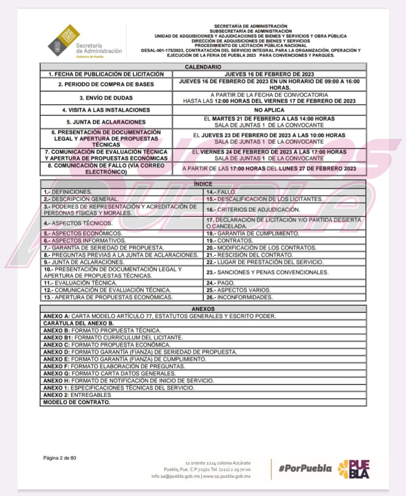 Sale licitación para Feria de Puebla 2023