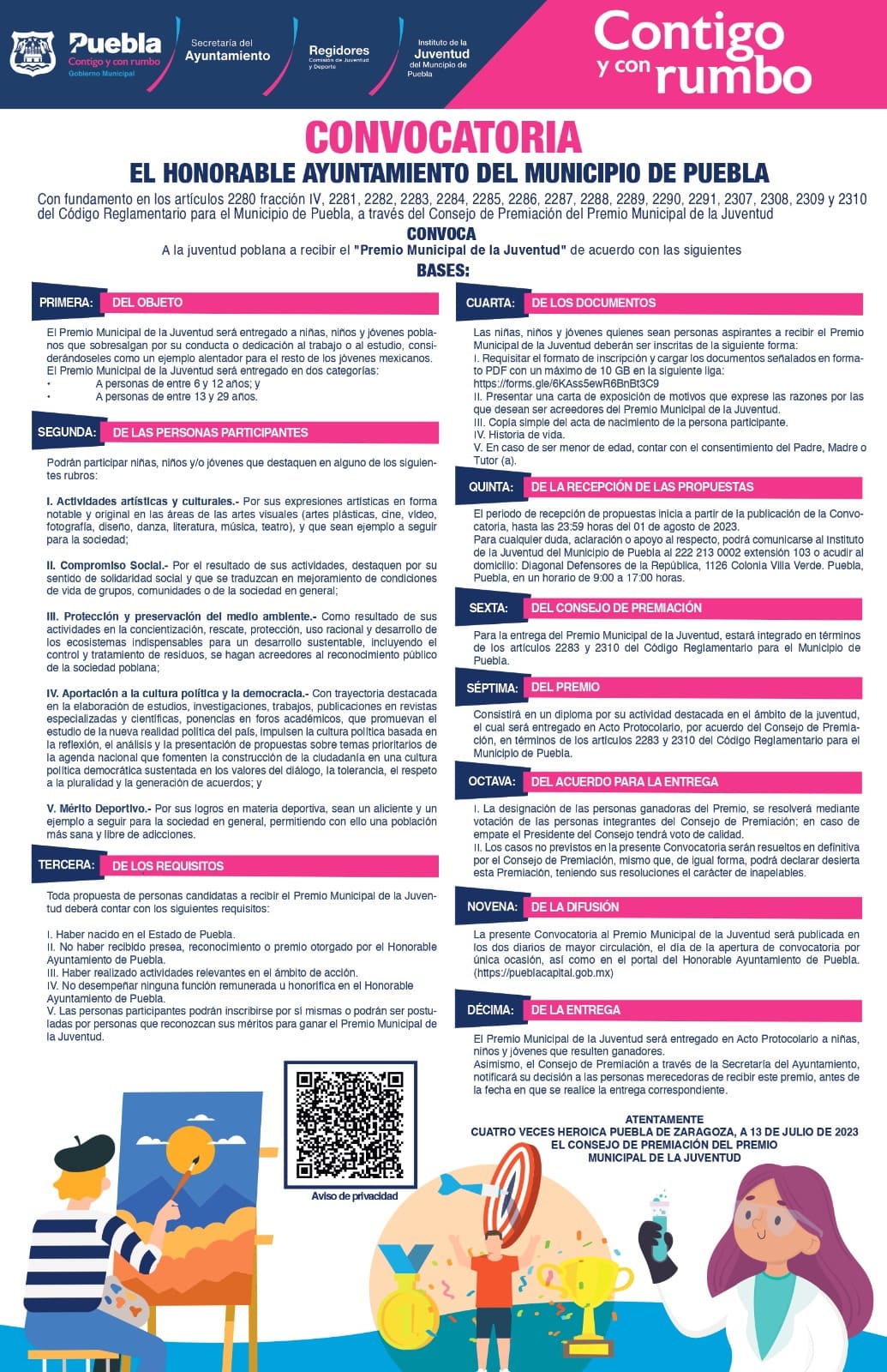 Ayuntamiento de Puebla convoca al Premio Municipal de la Juventud