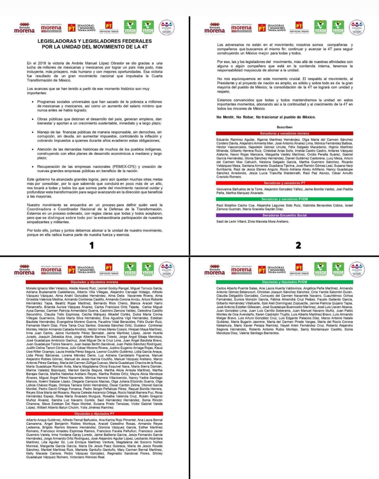 Armenta se suscribe al pronunciamiento de la unidad en Morena