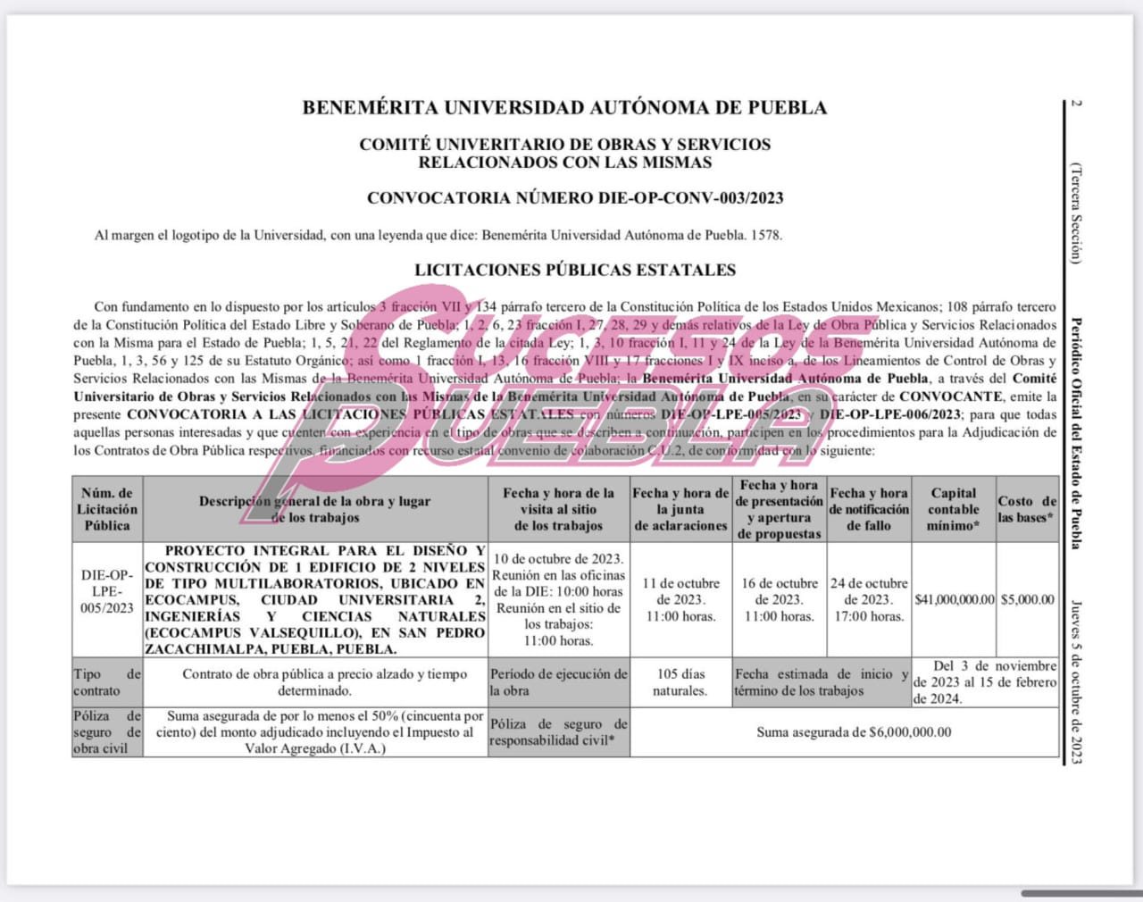 Licita BUAP 3 edificios más para CU2 