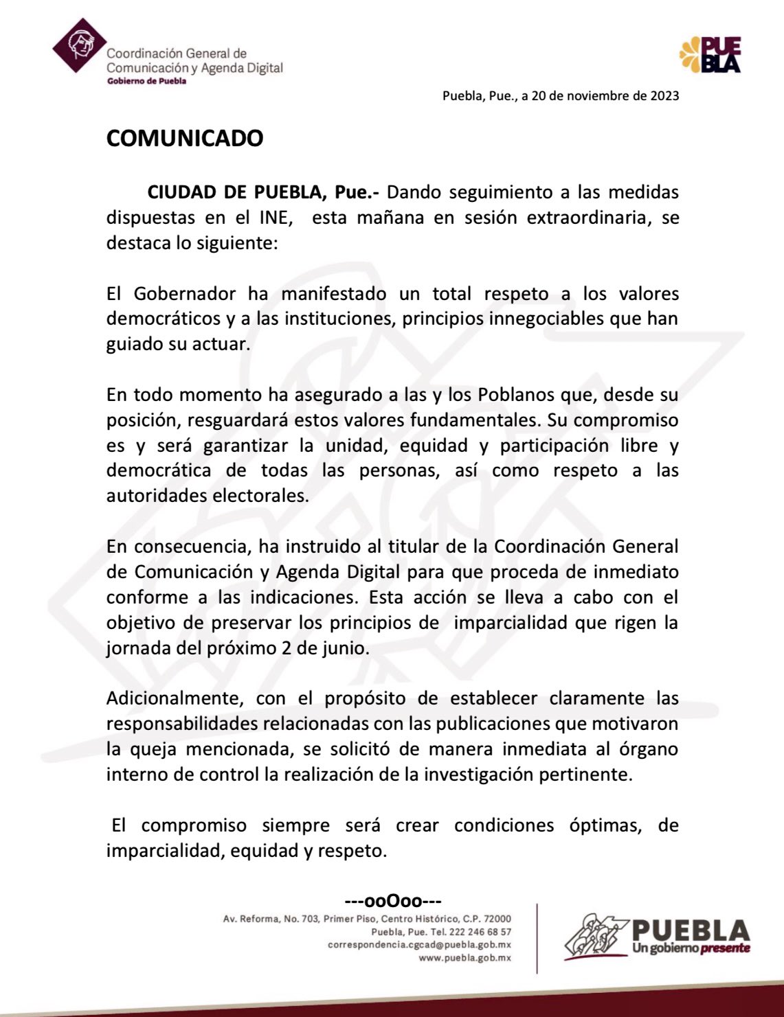 Acata Sergio Salomón Céspedes medidas emitidas por el INE