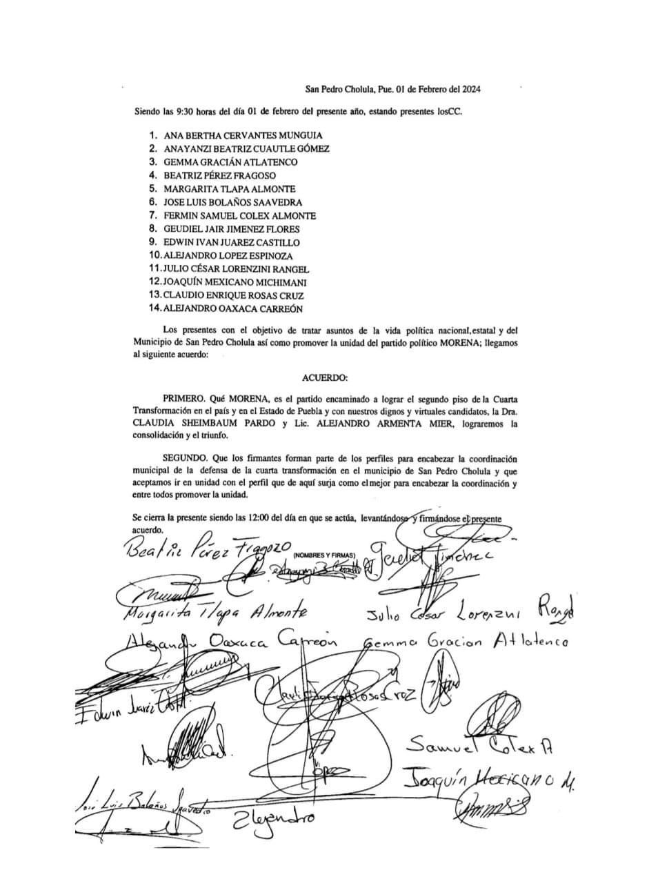 Cierran filas en Cholula; aspirantes de Morena respetarán resultado de encuestas