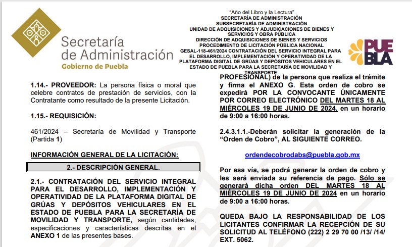Gobierno licita plataforma para operación de grúas y deposito vehicular en Puebla
