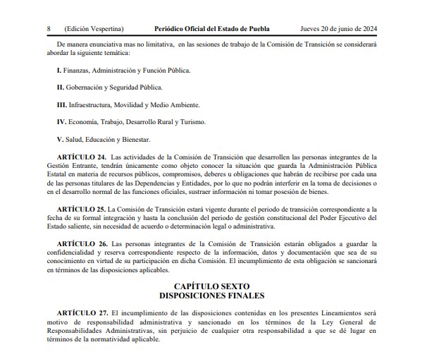 Publica POE lineamientos para la entrega-recepción de la administración estatal