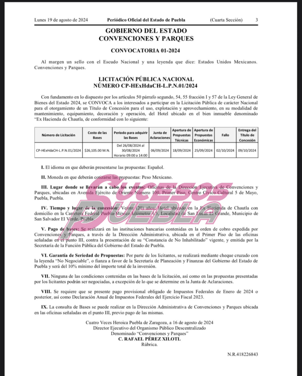Buscan nueva concesionaria para la Ex Hacienda de Chautla