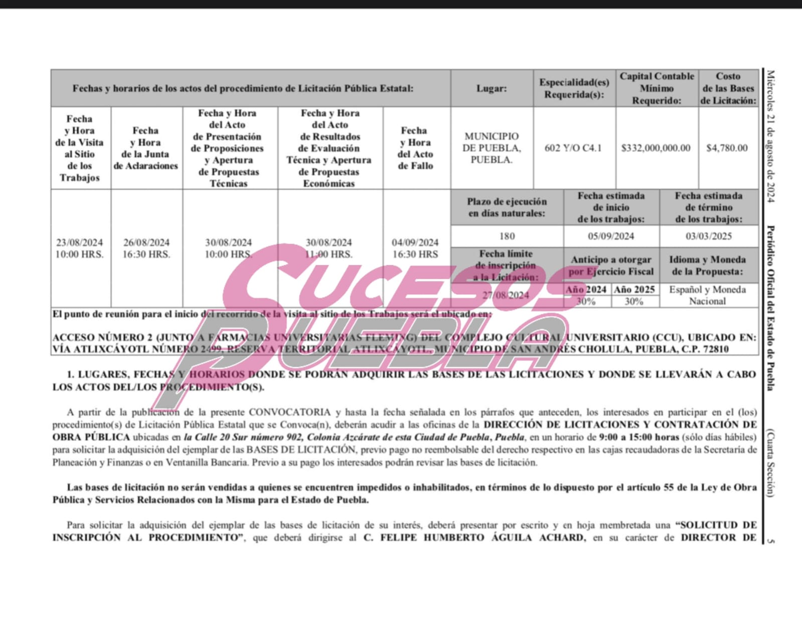 Licitan nueva sede de Finanzas en Puebla