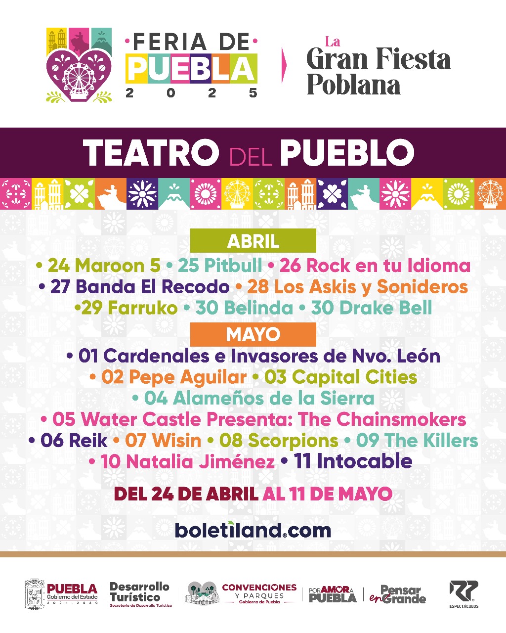 Estos artistas estarán en el Teatro del Pueblo de la Feria de Puebla 2025