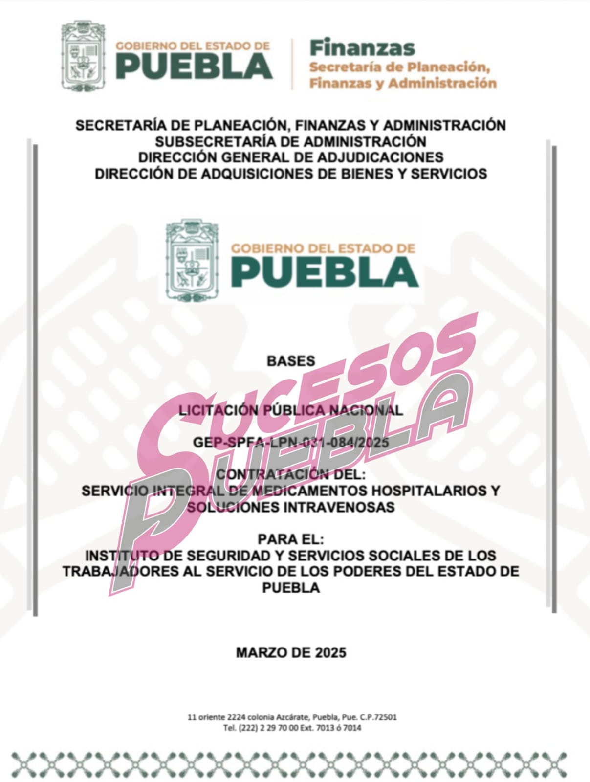 Puebla destinará inversiones para más de 400 mil insumos y equipos del ISSSTEP