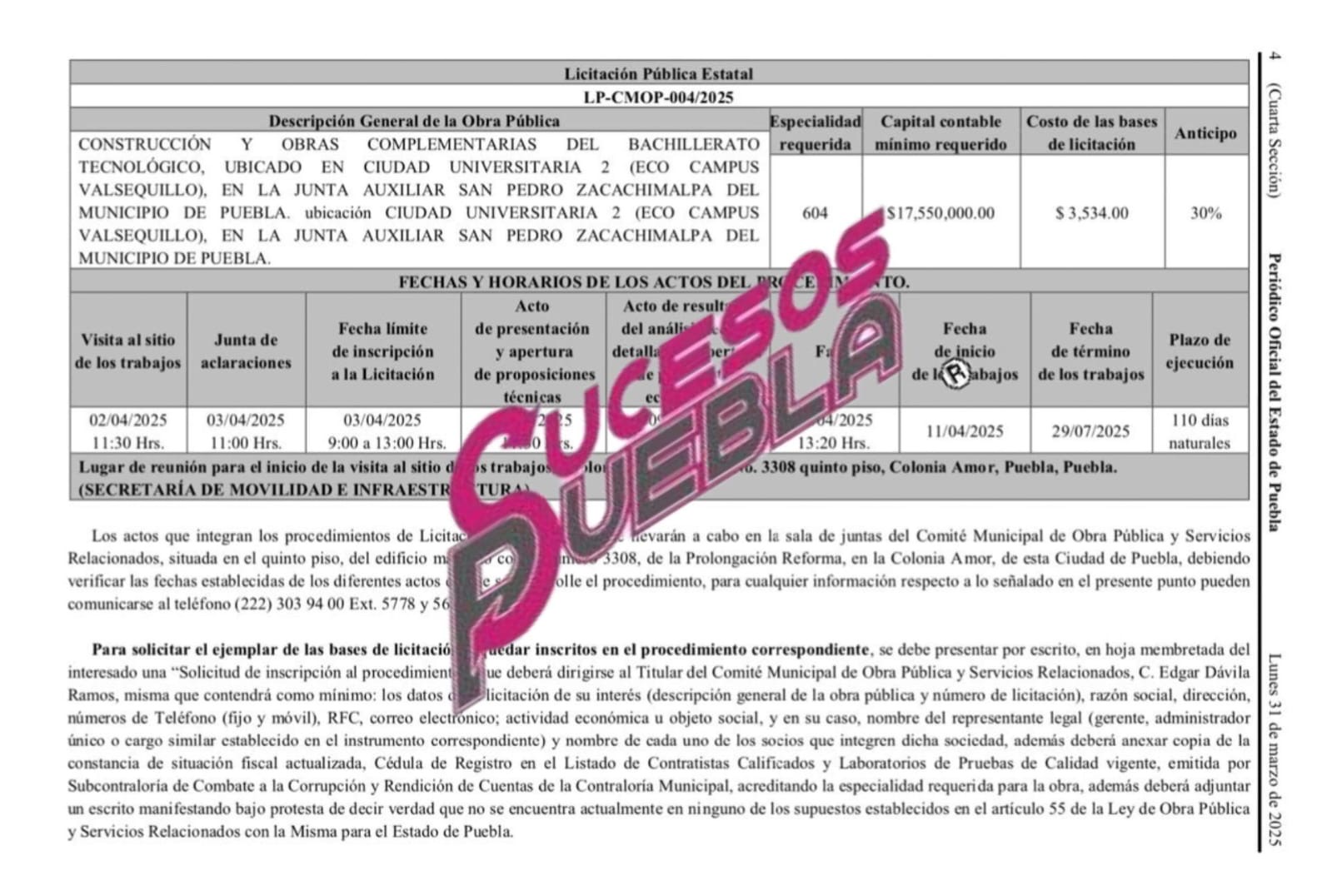 Lanzan licitación para la construcción del Bachillerato Tecnológico en CU2