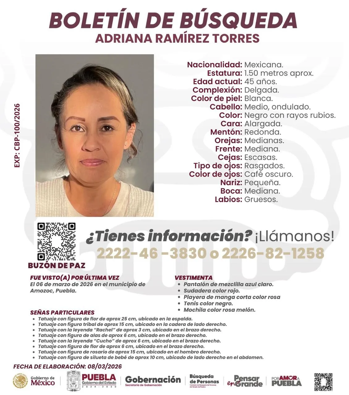 Activa Comisión de Búsqueda acciones para localización de Adriana N
