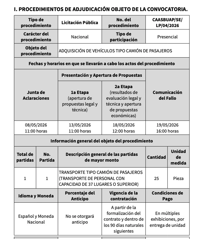 Va BUAP por 25 nuevas unidades de transporte universitario