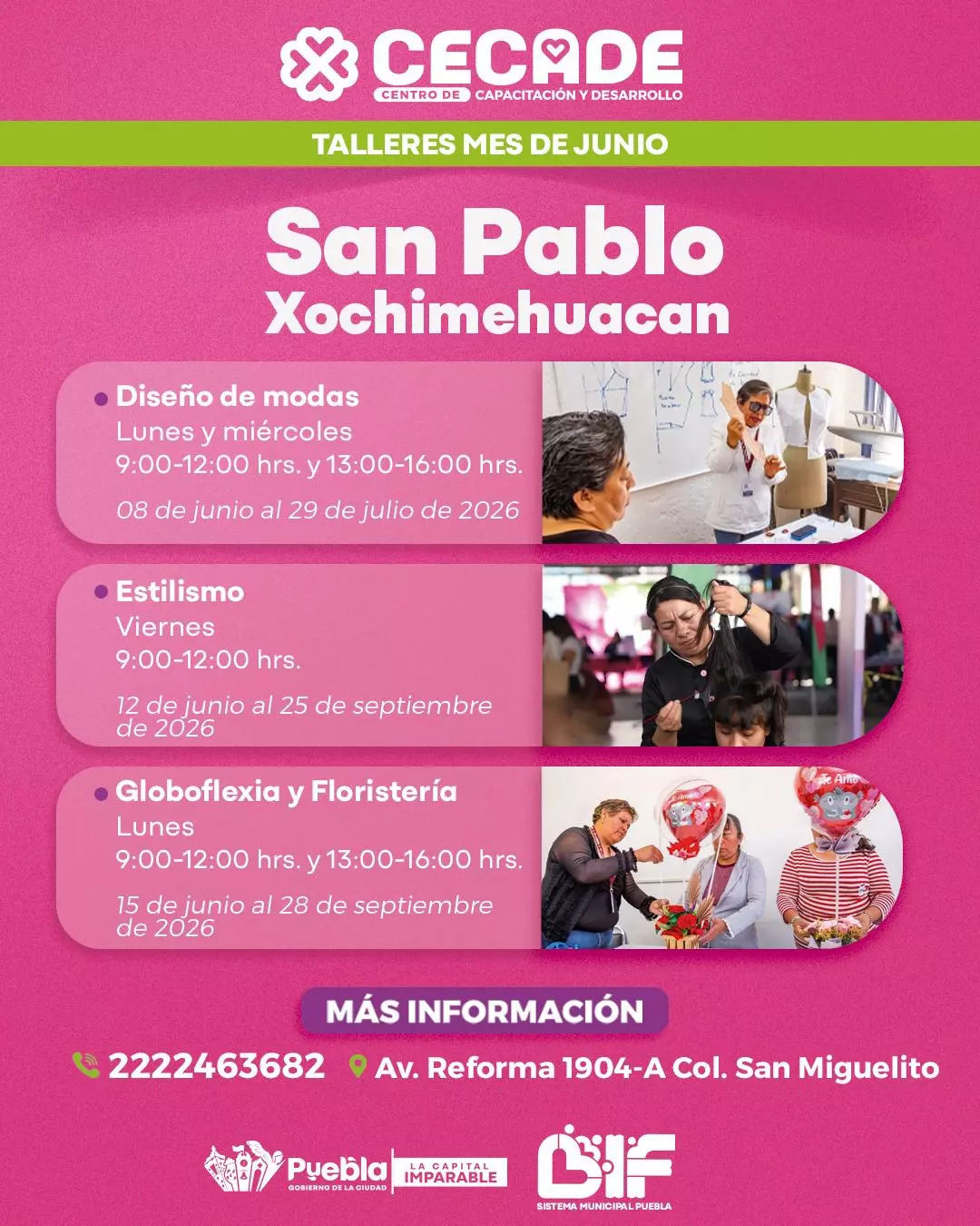 Amplía DIF Puebla Capital la oferta de talleres del CECADE en juntas auxiliares